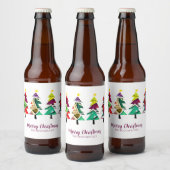 Waterverf kerstbomen kerst bier etiket (Flessen)