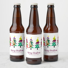 Waterverf kerstbomen kerst bier etiket