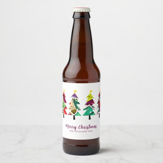 Waterverf kerstbomen kerst bier etiket (Voorkant)
