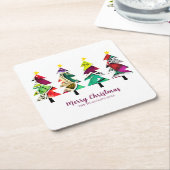 Waterverf kerstbomen kerst kartonnen onderzetters (Schuin)