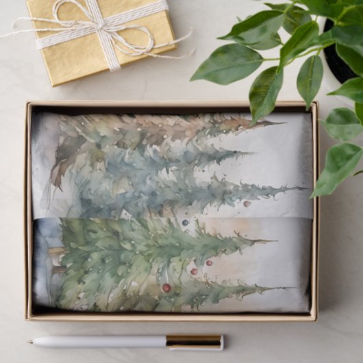 Waterverf kerstbomen kerst tissuepapier (Geschenk)