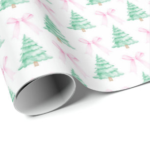 Waterverf Kerstbomen Kerstpakpapier Cadeaupapier