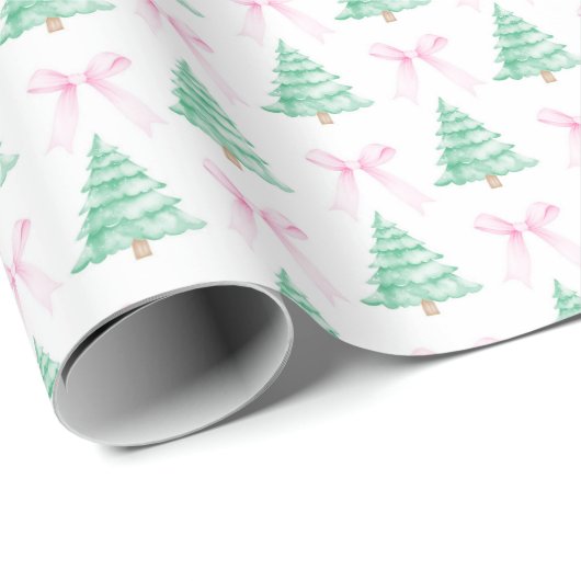 Waterverf Kerstbomen Kerstpakpapier Cadeaupapier (Rol Hoek)