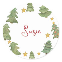 Waterverf Kerstbomen kinder