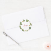 Waterverf Kerstbomen kinder Ronde Sticker (Envelop)