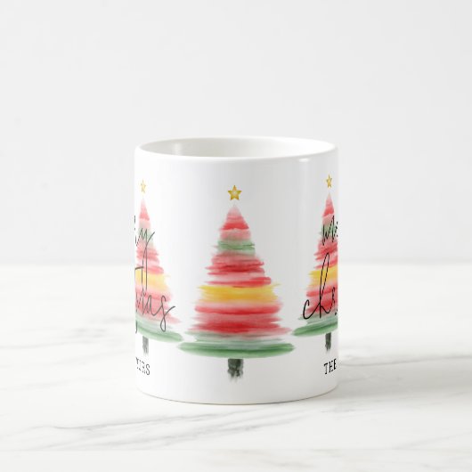 Waterverf kerstbomen koffiemok (Center)