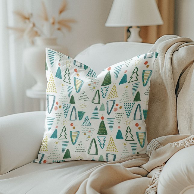 Waterverf kerstbomen kussen (Watercolor Christmas Trees Reversible Festive Holiday Throw Pillow)