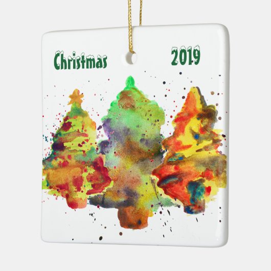 Waterverf kerstbomen Light Keramisch Ornament (Links)