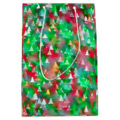 Waterverf kerstbomen medium cadeauzakje (Voorkant)