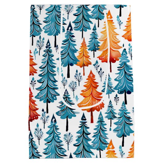 Waterverf kerstbomen Medium Cadeauzakje (Achterkant)