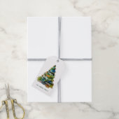 Waterverf kerstbomen Merry Jolly Happy Cadeaulabel (Met Touw)