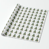 Waterverf kerstbomen Merry Jolly Happy Cadeaupapier (Uitgerold)