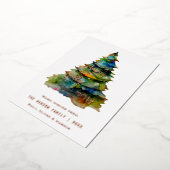 Waterverf kerstbomen Merry Jolly Happy Folie Feestdagenkaart (Gedraaid)