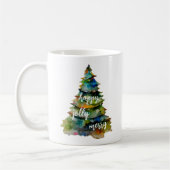 Waterverf kerstbomen Merry Jolly Happy Script Koffiemok (Links)