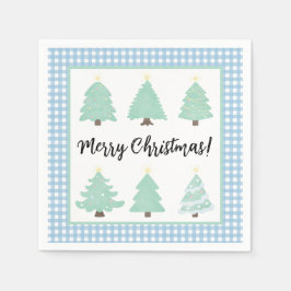 Waterverf kerstbomen met blauw Pset Napkins Servet