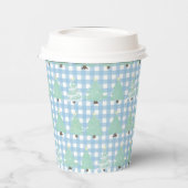 Waterverf kerstbomen met blauwe tong papieren bekers (Links)