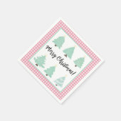 Waterverf kerstbomen met roze bonnen servet (Hoek)