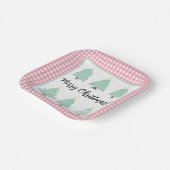 Waterverf kerstbomen met roze plein papieren bordje (Gebogen)