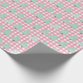 Waterverf kerstbomen met roze rand cadeaupapier (Hoek)