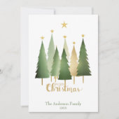 Waterverf kerstbomen minimalistisch elegant feestdagenkaart (Voorkant)