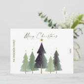 Waterverf kerstbomen minimalistisch modern groen kaart (Staand voorkant)