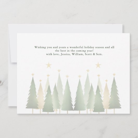 Waterverf kerstbomen minimalistisch modern groen kaart (Achterkant)