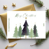 Waterverf kerstbomen minimalistisch modern groen kaart