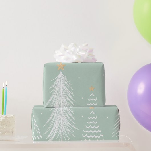 Waterverf kerstbomen Moderne grafische kunst Cadeaupapier (Feestgeschenken)