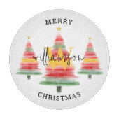 Waterverf Kerstbomen Monogram Snijplank (Voorkant)