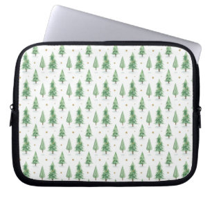 Waterverf Kerstbomen Naadloos Patroon Laptop Sleeve
