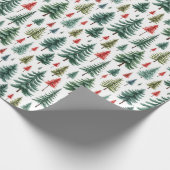 Waterverf kerstbomen op wit cadeaupapier (Hoek)