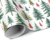 Waterverf kerstbomen op wit cadeaupapier (Rol Hoek)