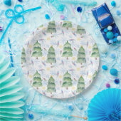 Waterverf kerstbomen papieren bordje (Feest)