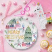 Waterverf kerstbomen papieren bordje (Feest)