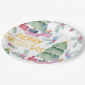 Waterverf kerstbomen papieren bordje (Gekanteld)