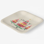 Waterverf kerstbomen plein papieren bordje (Gebogen)