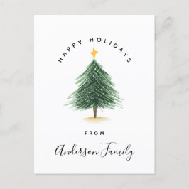 Waterverf kerstbomen Prettige feestdagen groeten Briefkaart