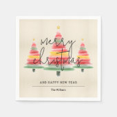 Waterverf kerstbomen servet (Voorkant)