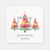 Waterverf kerstbomen servet (Voorkant)