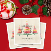 Waterverf kerstbomen servet