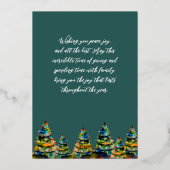 Waterverf kerstbomen Snowflakes Green Gold Folie Feestdagenkaart (Achterkant)