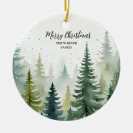 Waterverf Kerstbomen Snowy Evergreen Keramisch Ornament
