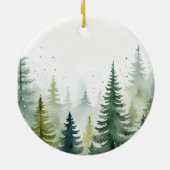 Waterverf Kerstbomen Snowy Evergreen Keramisch Ornament (Achterkant)