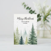 Waterverf Kerstbomen Snowy Winter Briefkaart (Staand voorkant)