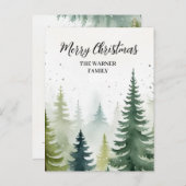 Waterverf Kerstbomen Snowy Winter Briefkaart (Voorkant / Achterkant)
