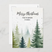 Waterverf Kerstbomen Snowy Winter Feestdagenkaart (Voorkant / Achterkant)