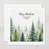 Waterverf Kerstbomen Snowy Winter Kaart (Voorkant / Achterkant)