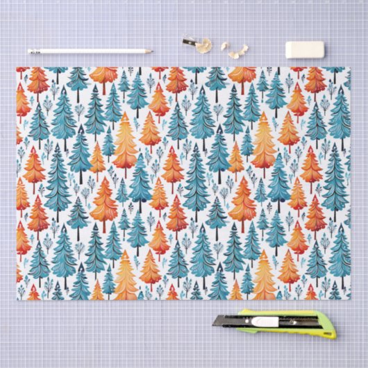 Waterverf kerstbomen Tissuepapier (Craft)