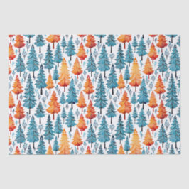  Waterverf kerstbomen Tissuepapier