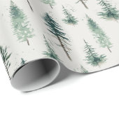 Waterverf kerstbomen vakantiepatroon cadeaupapier (Rol Hoek)
